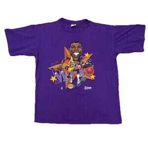 Vintage 1990's LA Lakers Magic Johnson Graphic T-Shirt Size XL Salem 90s Rare